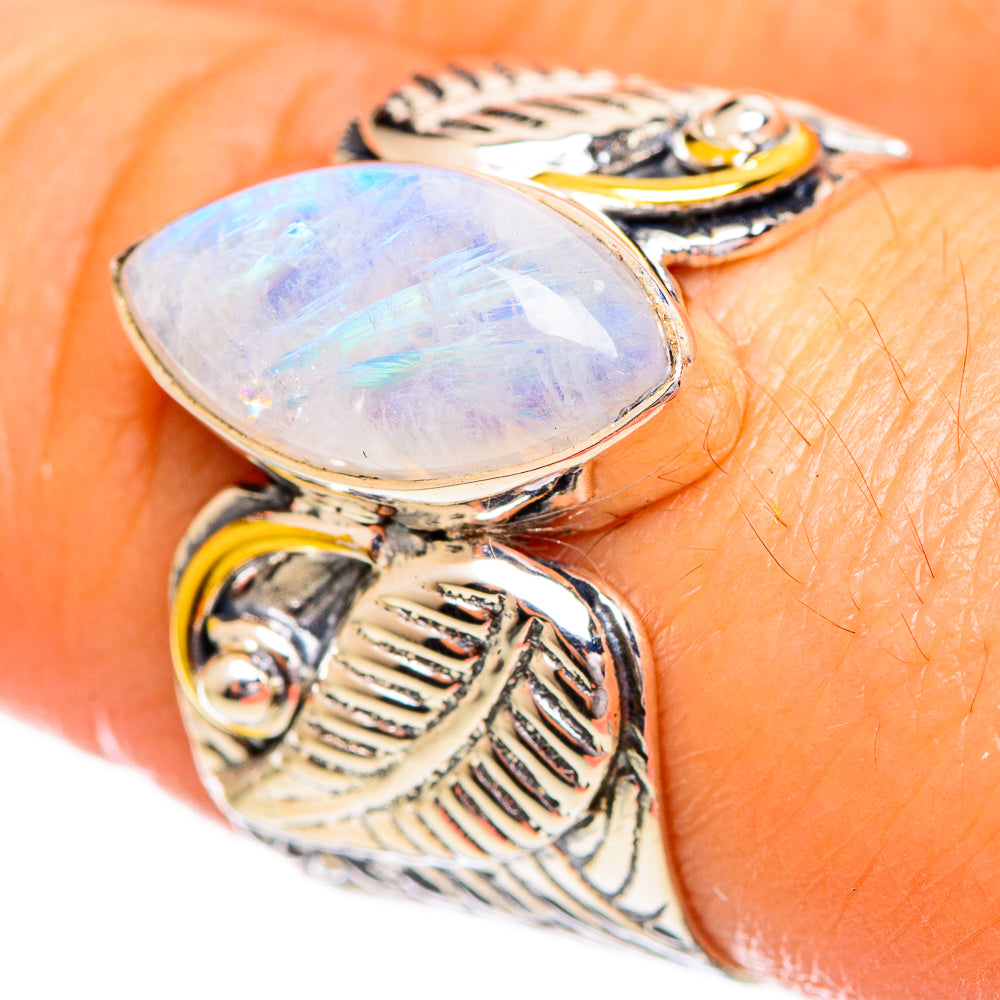 Rainbow Moonstone Rings handcrafted by Ana Silver Co - RING114095