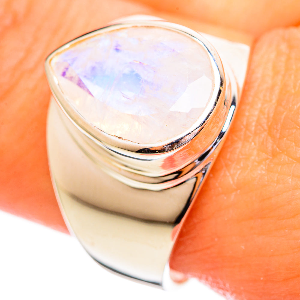 Rainbow Moonstone Rings handcrafted by Ana Silver Co - RING114096