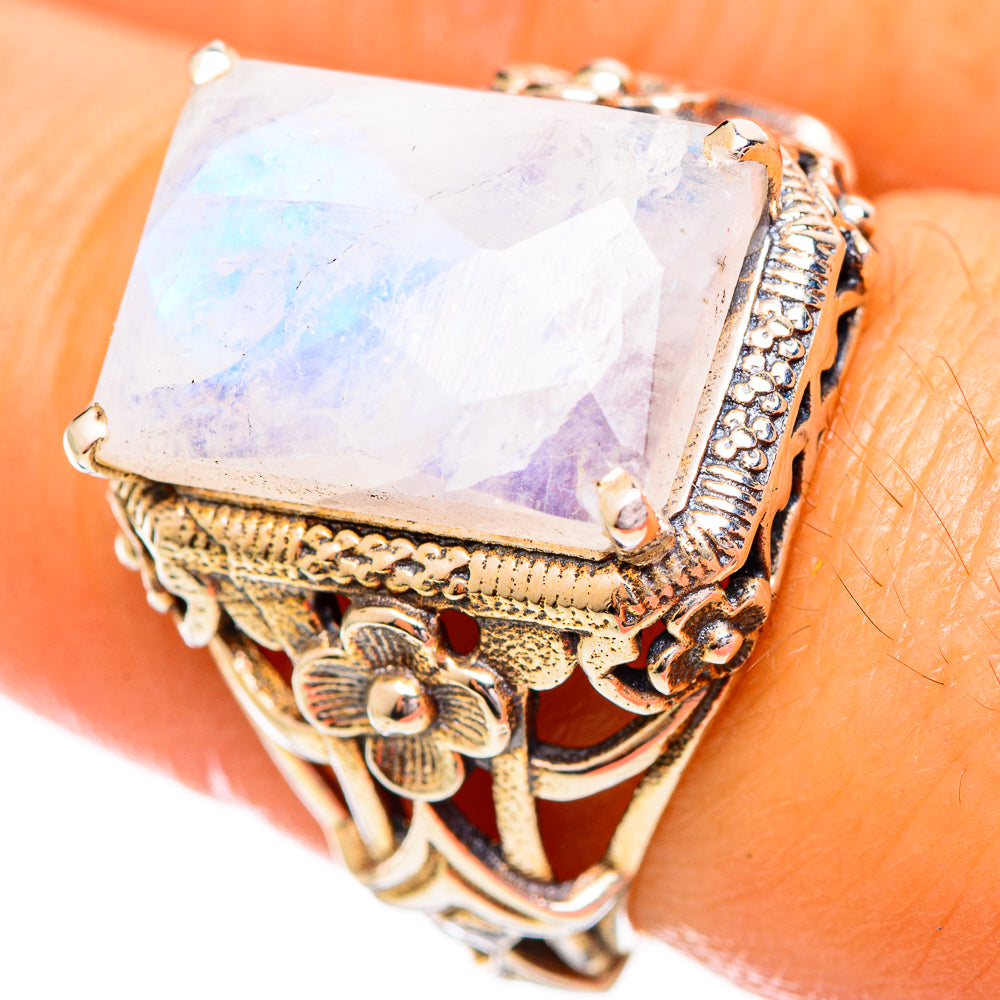 Rainbow Moonstone Rings handcrafted by Ana Silver Co - RING114097