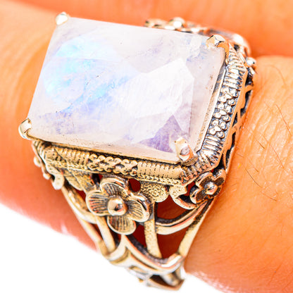 Rainbow Moonstone Rings handcrafted by Ana Silver Co - RING114097