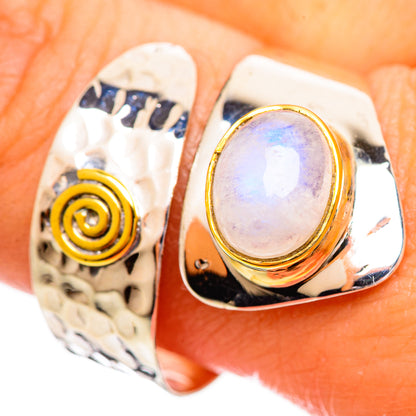 Rainbow Moonstone Rings handcrafted by Ana Silver Co - RING114098