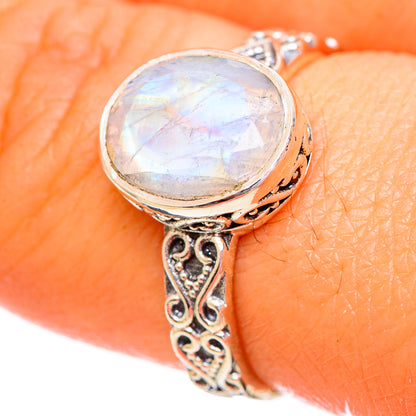 Rainbow Moonstone Rings handcrafted by Ana Silver Co - RING114099