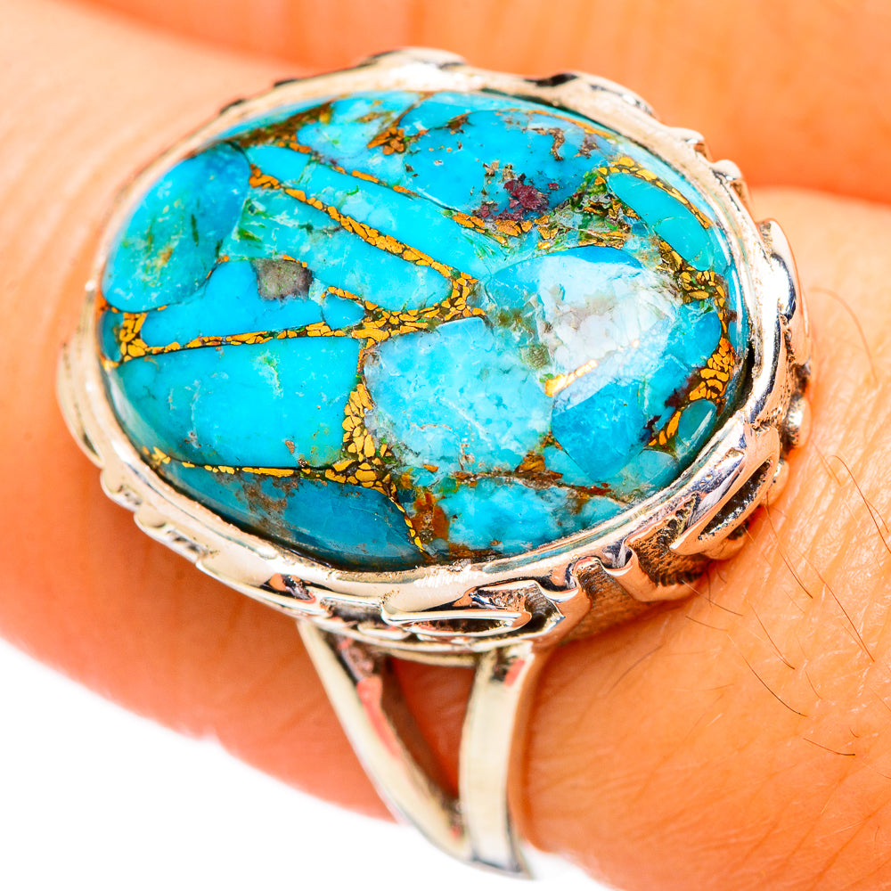 Blue Copper Composite Turquoise Rings handcrafted by Ana Silver Co - RING114103