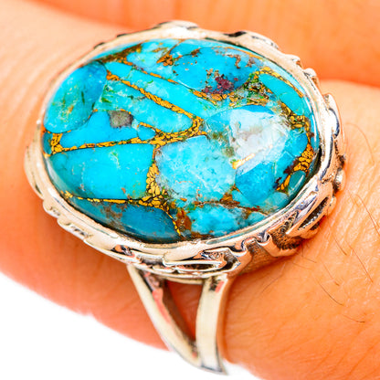 Blue Copper Composite Turquoise Rings handcrafted by Ana Silver Co - RING114103