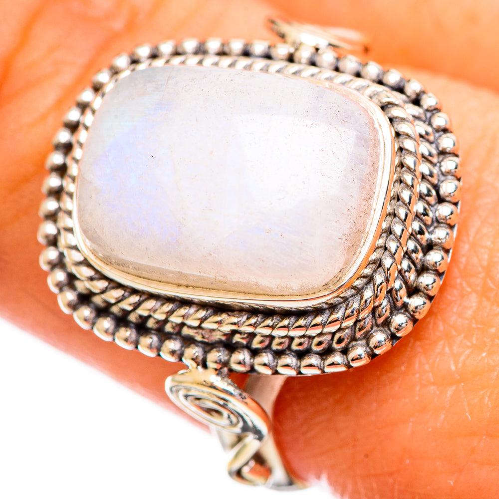 Rainbow Moonstone Rings handcrafted by Ana Silver Co - RING114124