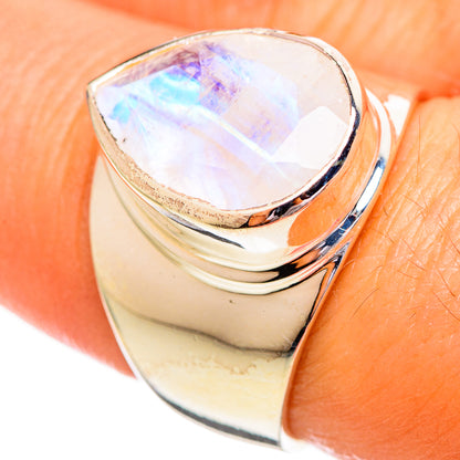 Rainbow Moonstone Rings handcrafted by Ana Silver Co - RING114125
