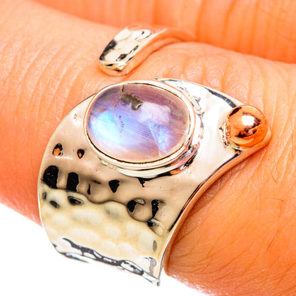 Rainbow Moonstone Rings handcrafted by Ana Silver Co - RING114126