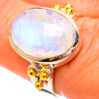 Rainbow Moonstone Rings handcrafted by Ana Silver Co - RING114128