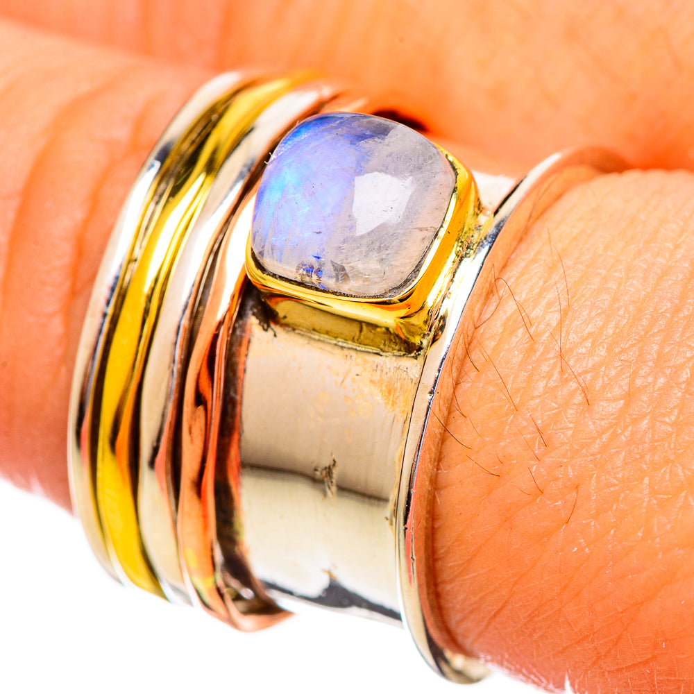 Rainbow Moonstone Rings handcrafted by Ana Silver Co - RING114129