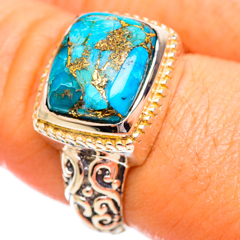 Blue Copper Composite Turquoise Rings handcrafted by Ana Silver Co - RING114132