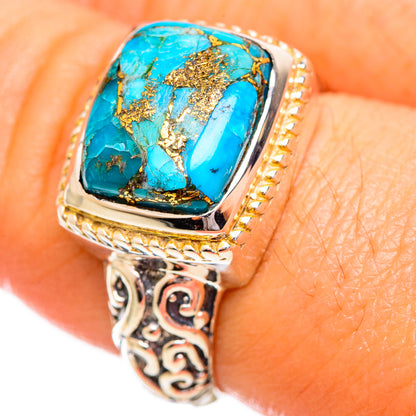 Blue Copper Composite Turquoise Rings handcrafted by Ana Silver Co - RING114132