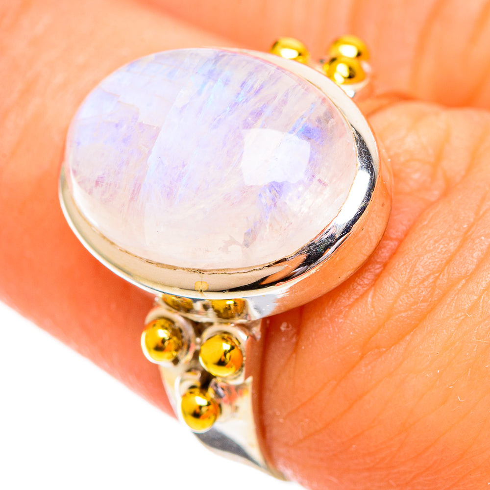 Rainbow Moonstone Rings handcrafted by Ana Silver Co - RING114154