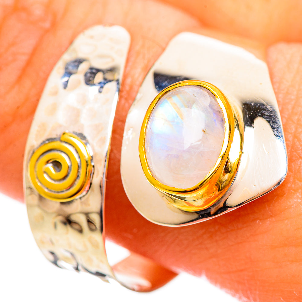 Rainbow Moonstone Rings handcrafted by Ana Silver Co - RING114156