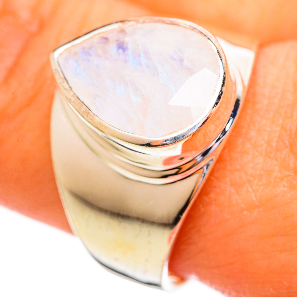 Rainbow Moonstone Rings handcrafted by Ana Silver Co - RING114157