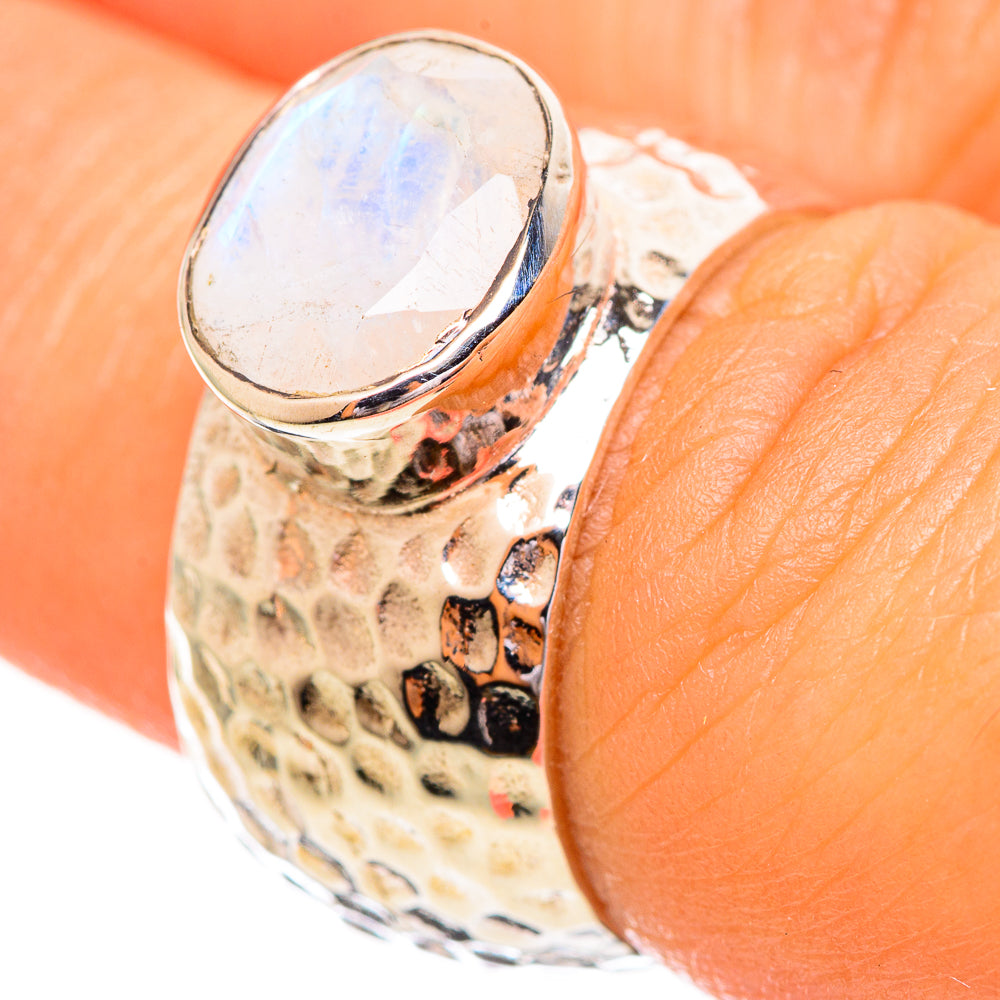 Rainbow Moonstone Rings handcrafted by Ana Silver Co - RING114173