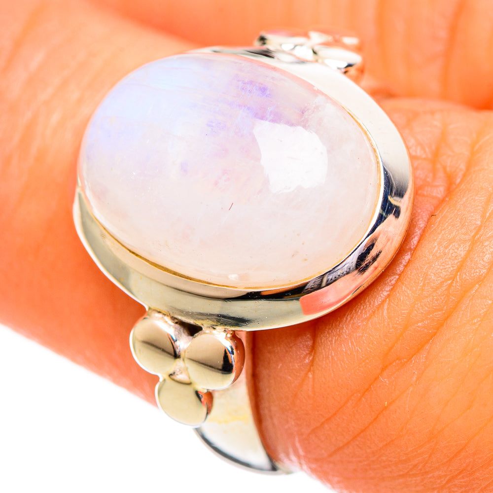 Rainbow Moonstone Rings handcrafted by Ana Silver Co - RING114174