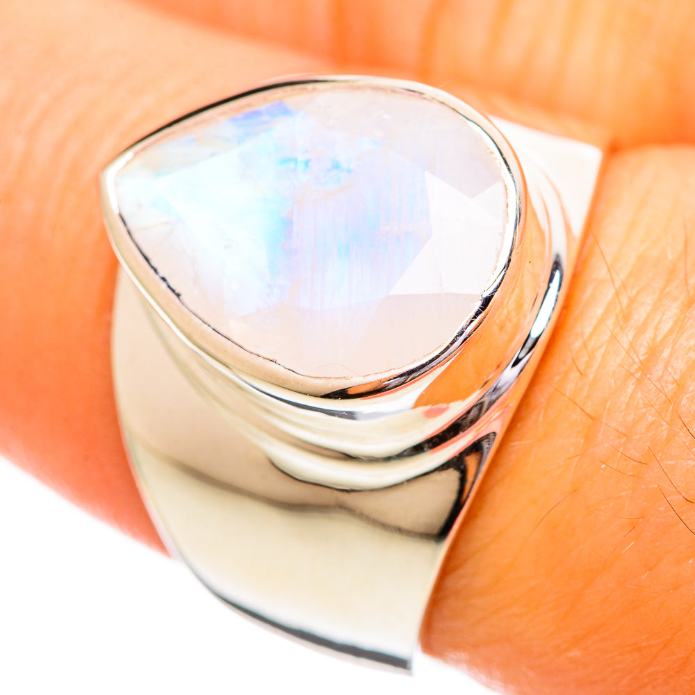 Rainbow Moonstone Rings handcrafted by Ana Silver Co - RING114175