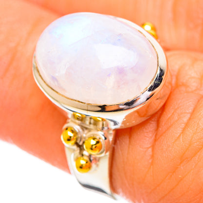 Rainbow Moonstone Rings handcrafted by Ana Silver Co - RING114176