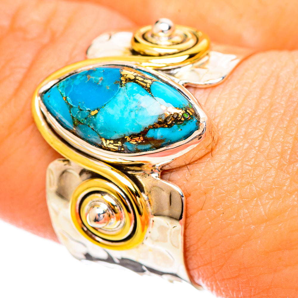 Blue Copper Composite Turquoise Rings handcrafted by Ana Silver Co - RING114179