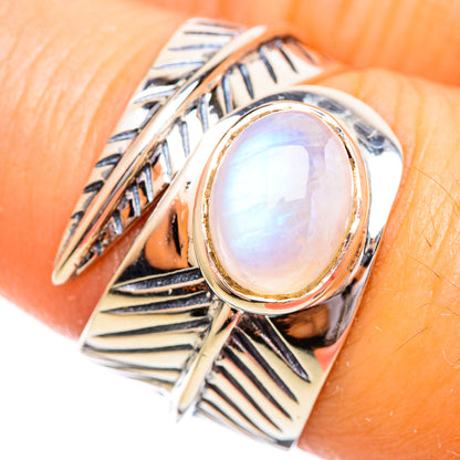 Rainbow Moonstone Rings handcrafted by Ana Silver Co - RING114189