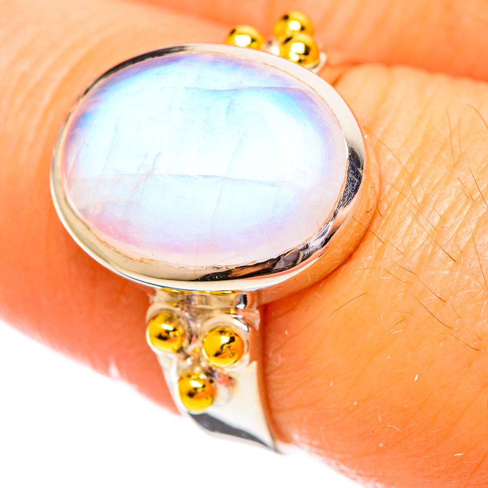 Rainbow Moonstone Rings handcrafted by Ana Silver Co - RING114190