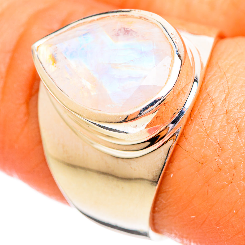 Rainbow Moonstone Rings handcrafted by Ana Silver Co - RING114191