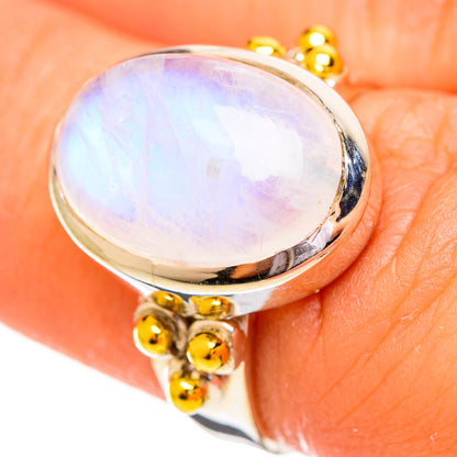 Rainbow Moonstone Rings handcrafted by Ana Silver Co - RING114201
