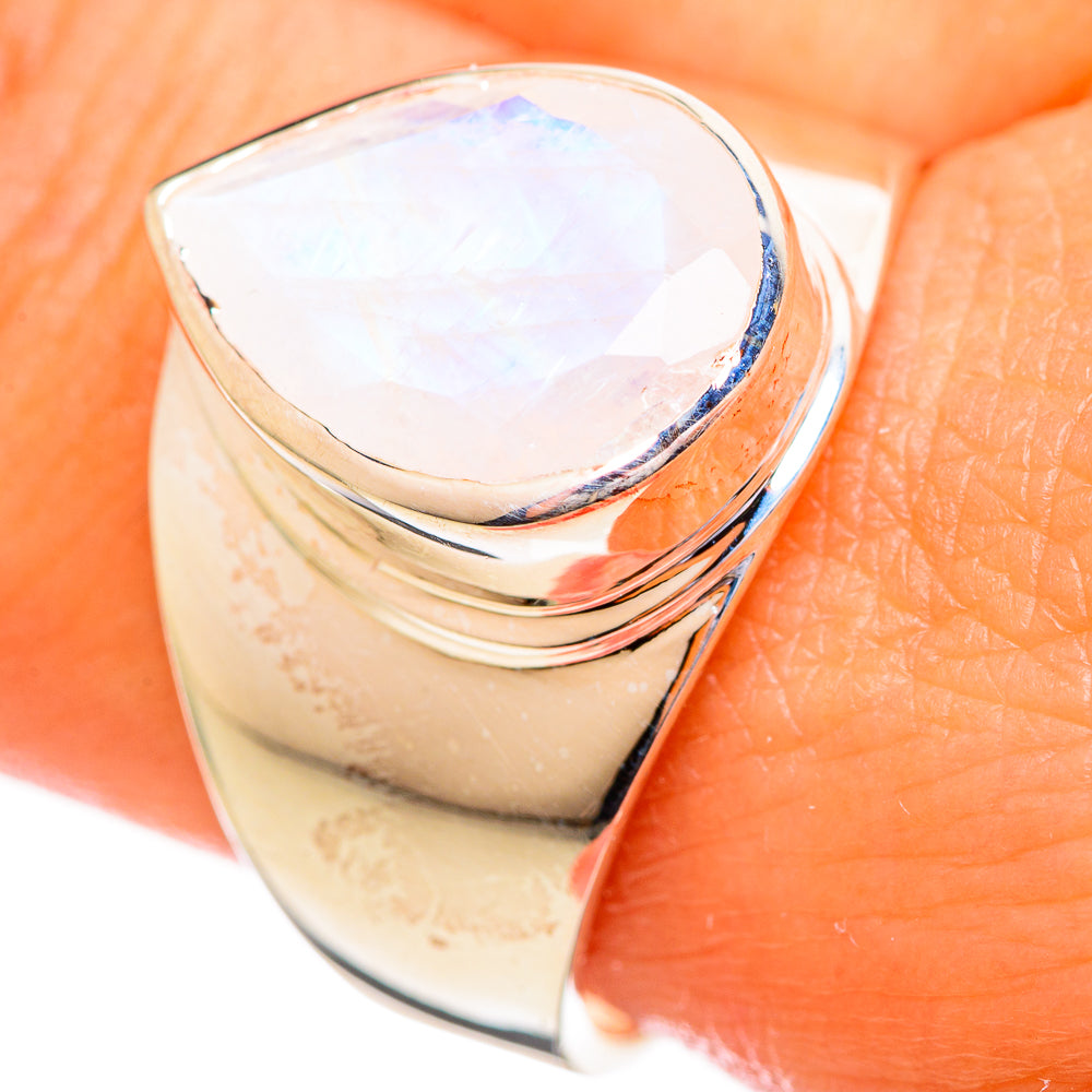 Rainbow Moonstone Rings handcrafted by Ana Silver Co - RING114202