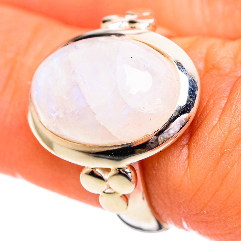 Rainbow Moonstone Rings handcrafted by Ana Silver Co - RING114203