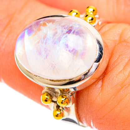 Rainbow Moonstone Rings handcrafted by Ana Silver Co - RING114208