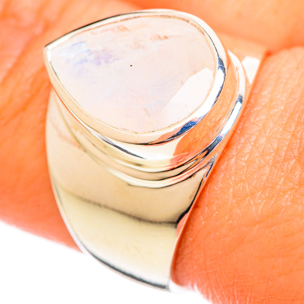 Rainbow Moonstone Rings handcrafted by Ana Silver Co - RING114209