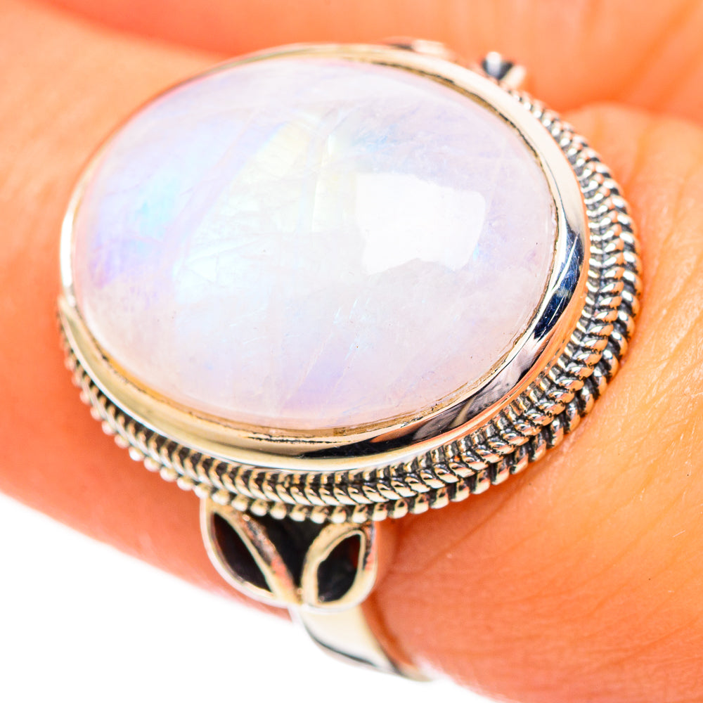 Rainbow Moonstone Rings handcrafted by Ana Silver Co - RING114210