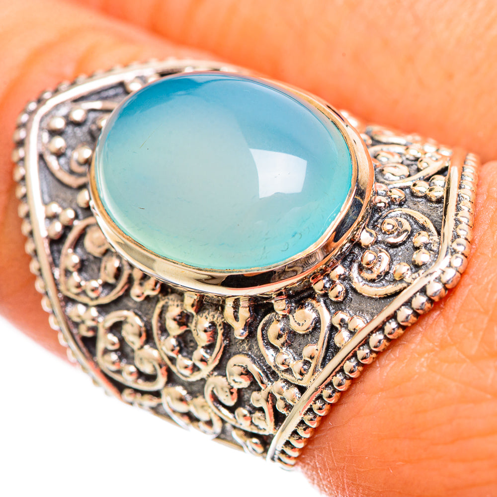 Aqua Chalcedony Rings handcrafted by Ana Silver Co - RING114217
