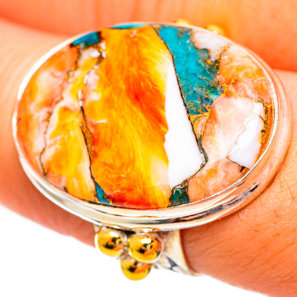 Spiny Oyster Turquoise Rings handcrafted by Ana Silver Co - RING114221