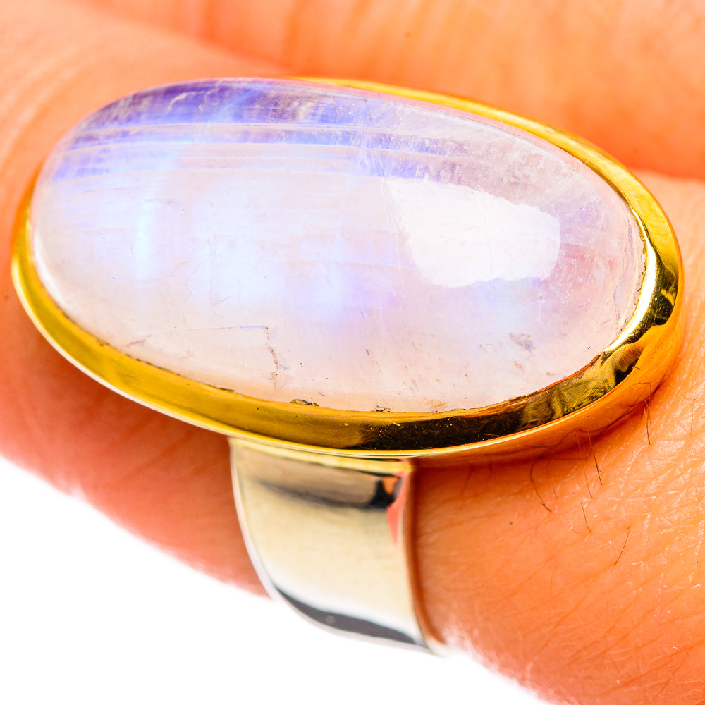 Rainbow Moonstone Rings handcrafted by Ana Silver Co - RING114223