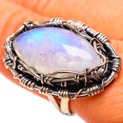 Rainbow Moonstone Rings handcrafted by Ana Silver Co - RING114224