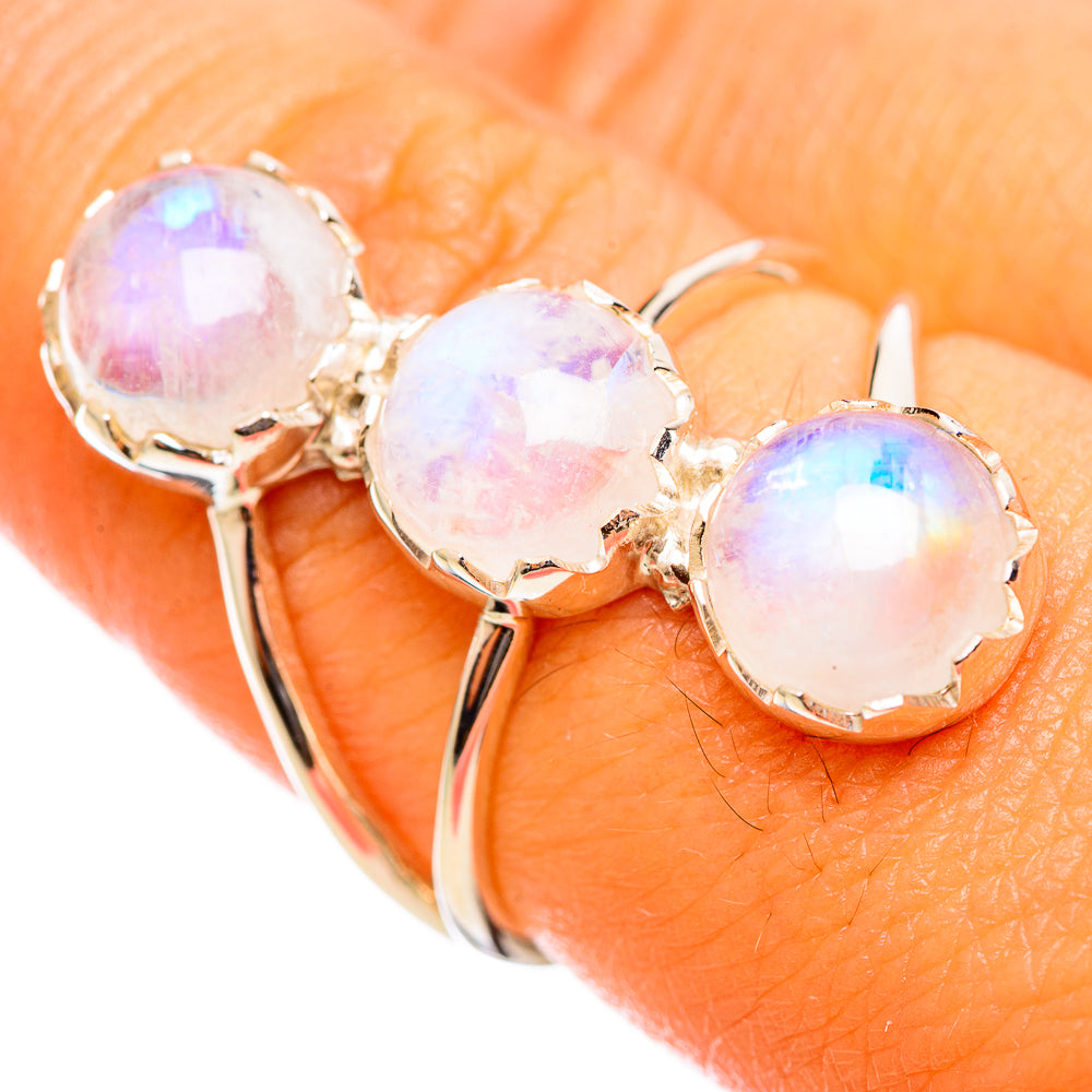 Rainbow Moonstone Rings handcrafted by Ana Silver Co - RING114266