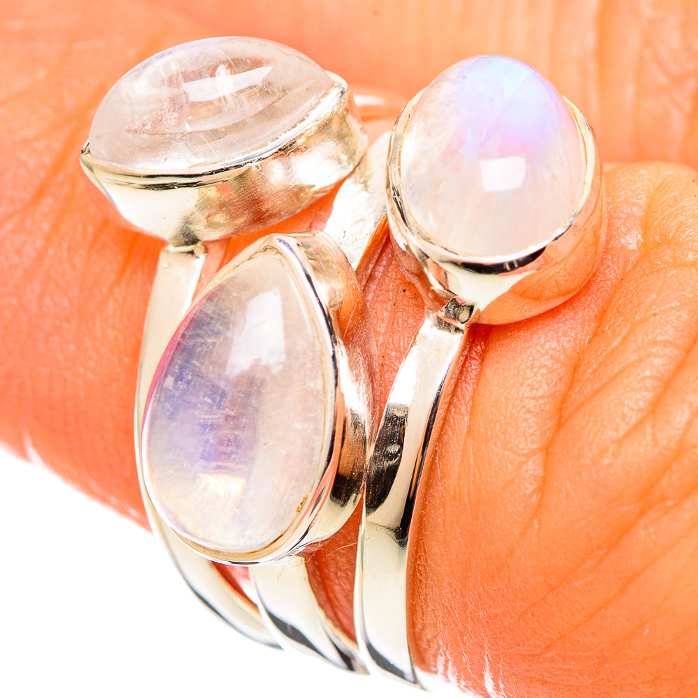 Rainbow Moonstone Rings handcrafted by Ana Silver Co - RING114267