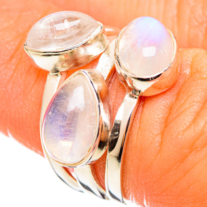 Rainbow Moonstone Rings handcrafted by Ana Silver Co - RING114267
