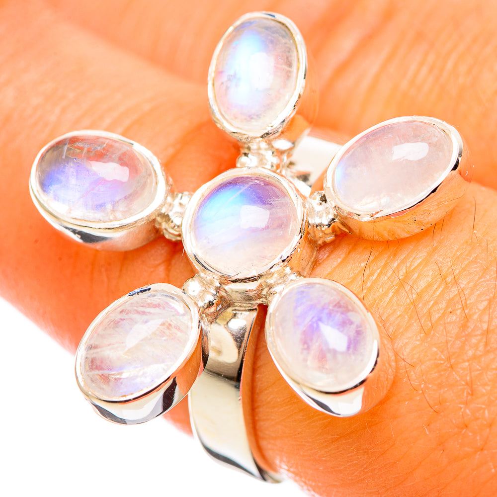 Rainbow Moonstone Rings handcrafted by Ana Silver Co - RING114285