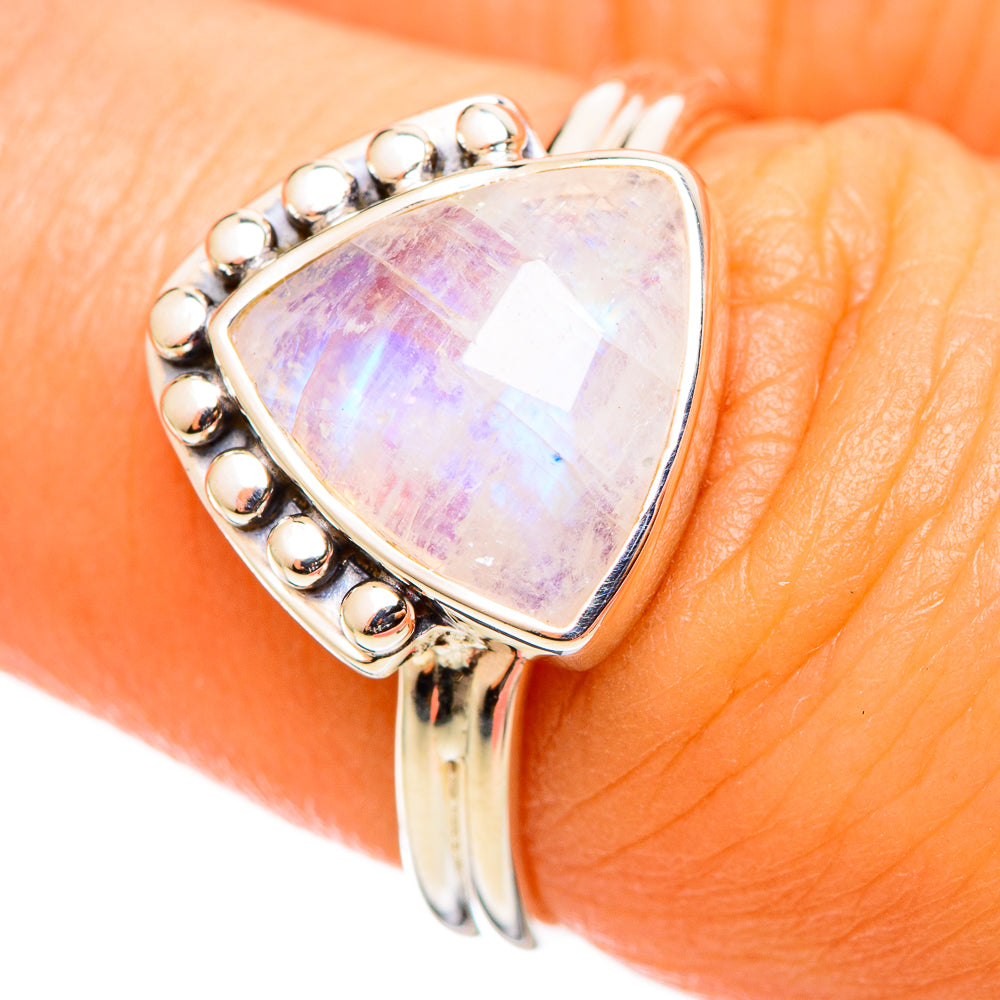 Rainbow Moonstone Rings handcrafted by Ana Silver Co - RING114300
