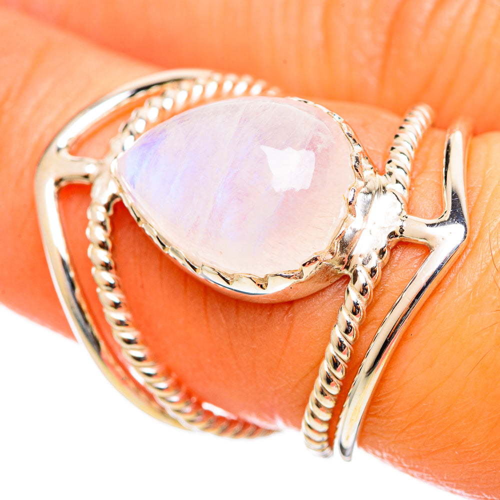 Rainbow Moonstone Rings handcrafted by Ana Silver Co - RING114301