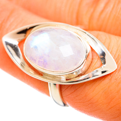 Rainbow Moonstone Rings handcrafted by Ana Silver Co - RING114322