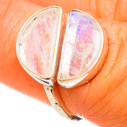 Rainbow Moonstone Rings handcrafted by Ana Silver Co - RING114323