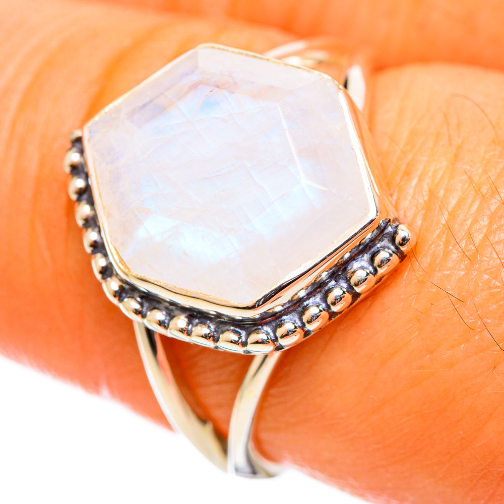 Rainbow Moonstone Rings handcrafted by Ana Silver Co - RING114324
