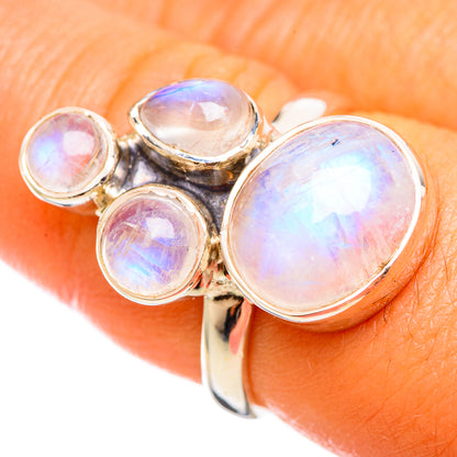 Rainbow Moonstone Rings handcrafted by Ana Silver Co - RING114325