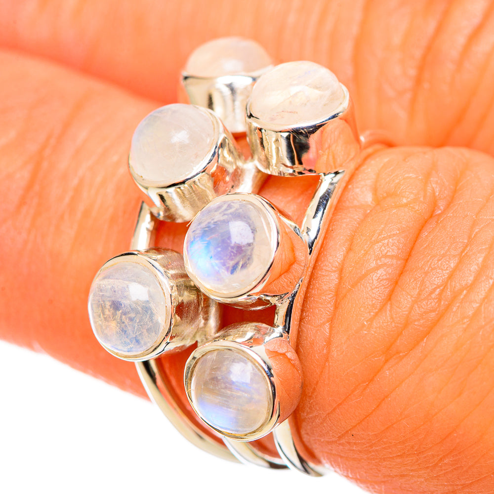 Rainbow Moonstone Rings handcrafted by Ana Silver Co - RING114326