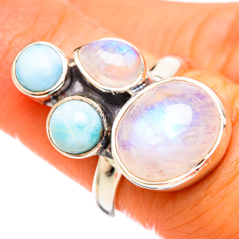 Rainbow Moonstone Rings handcrafted by Ana Silver Co - RING114335
