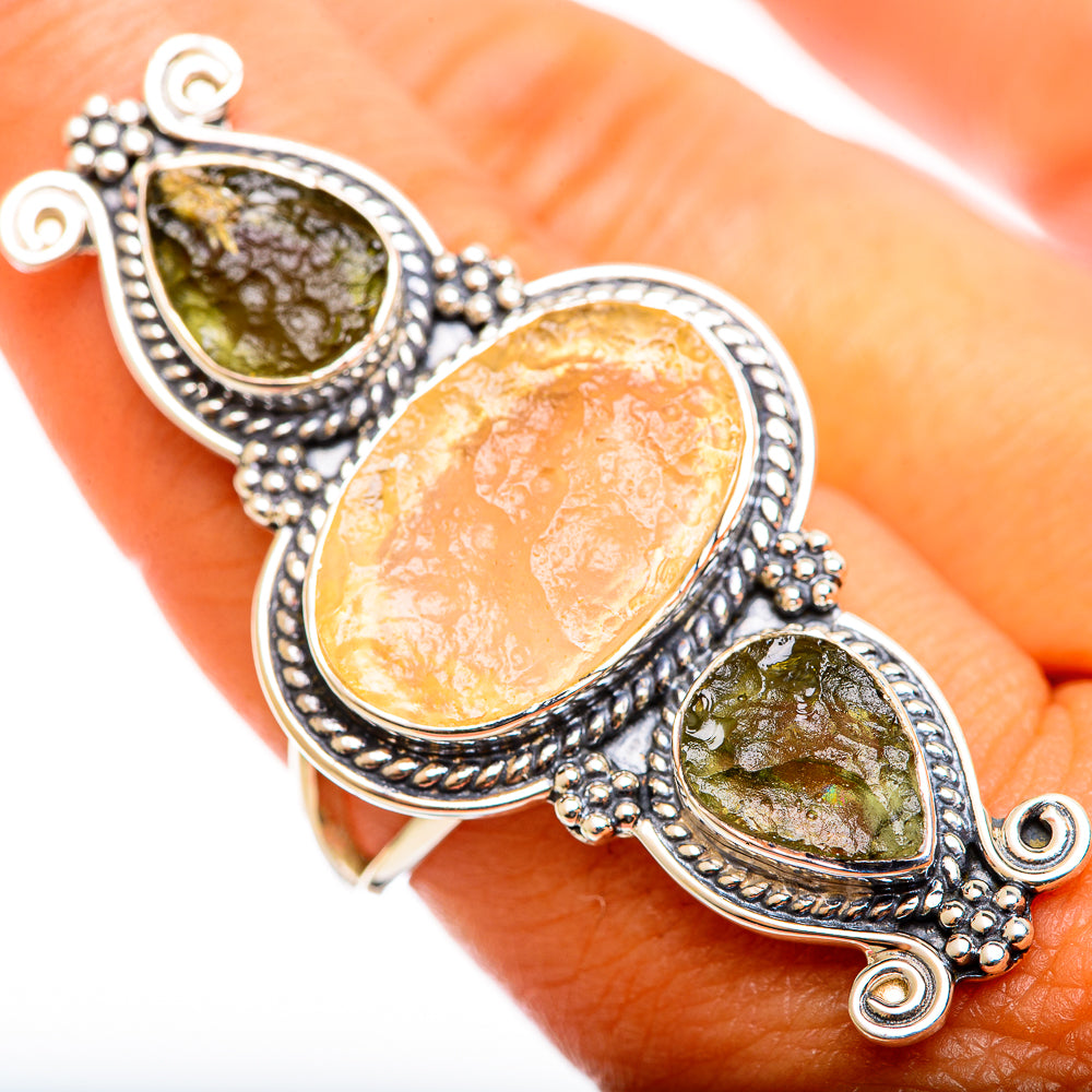 Libyan Desert Glass Rings handcrafted by Ana Silver Co - RING114344