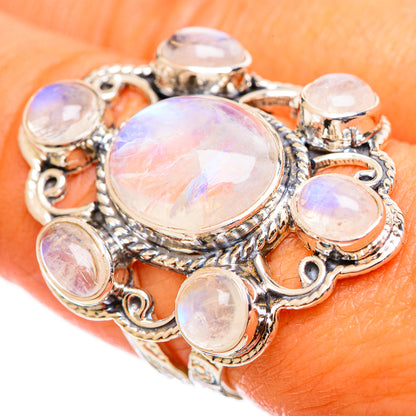 925 sterling silver rainbow moonstone statement ring with oval opal-like stones